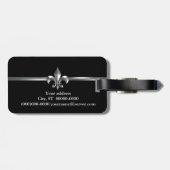 Black Silver Fleur de Lis Bagagelabel (Achterkant horizontaal)