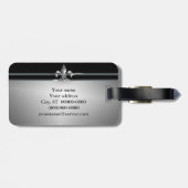 Black Silver Fleur de Lis Bagagelabel (Achterkant horizontaal)