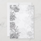 Black SIlver Floral Wedding Invitations Pink Kaart (Achterkant)