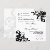 Black Silver Flourish Individual Guest Wedding Kaart (Voorkant / Achterkant)