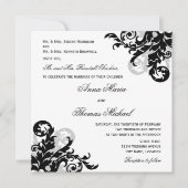 Black Silver Flourish Individual Guest Wedding Kaart (Voorkant)