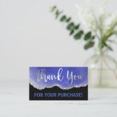 Black Silver Foil Glitter Blue Agate Hartelijk dan Visitekaartje (Staand voorkant)