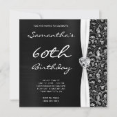 Black Silver Foil Glitter Leopard Glam Birthday Kaart (Voorkant)