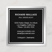 Black Silver Foil Home Logo Real Estate Agent Vierkante Visitekaartje (Achterkant)