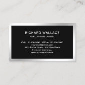 Black Silver Foil Home Logo Real Estate Agent Visitekaartje (Achterkant)