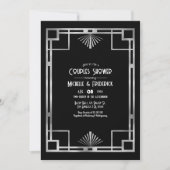 Black & Silver Gatsby Art Deco Couples Shower Kaart (Voorkant)