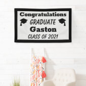 Black Silver Gefeliciteerd Afstuderen Afstuderen Spandoek (Insitu)