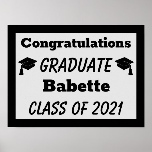 Black Silver Gefeliciteerd Afstuderen Poster (Voorkant)