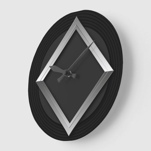 Black & Silver Geometric Triangle Metallic Clock Grote Klok (Hoek)