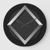 Black & Silver Geometric Triangle Metallic Clock Grote Klok (Voorkant)
