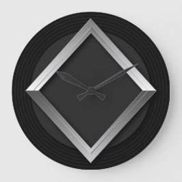 Black & Silver Geometric Triangle Metallic Clock Grote Klok