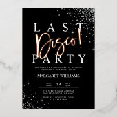 Black Silver Glam Last Disco Bachelorette Party Folie Uitnodiging (Voorkant)