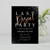 Black Silver Glam Last Disco Bachelorette Party Folie Uitnodiging (Staand Voorkant)