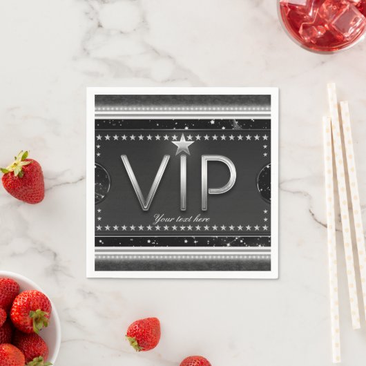 Black & Silver Glam Stars VIP Ticket Custom Party Servetten (Insitu)