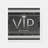 Black & Silver Glam Stars VIP Ticket Custom Party Servetten (Voorkant)
