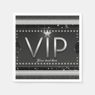 Black & Silver Glam Stars VIP Ticket Custom Party Servetten