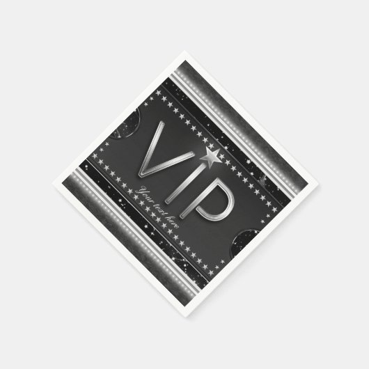 Black & Silver Glam Stars VIP Ticket Custom Party Servetten (Hoek)