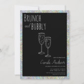 Black Silver Glitter Brunch Bubbly Vrijgezellenfee Kaart (Voorkant)