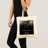 Black Silver Glitter Business logo Tote Bag (Voorkant (product))