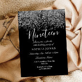 Black Silver Glitter Confetti 19e verjaardag Kaart