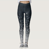 Black Silver Glitter Diamond Sparkly Leggings (Voorkant)