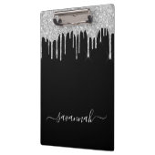 Black Silver glitter druppelt scriptnaam glamoureu Klembord (Links)