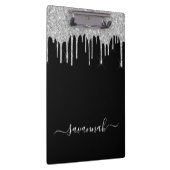 Black Silver glitter druppelt scriptnaam glamoureu Klembord (Rechts)