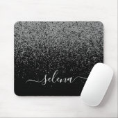 Black Silver Glitter Girly Monogram Muismat (Met muis)