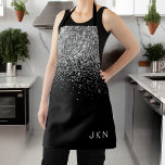 Black Silver Glitter Girly Monogram Naam Schort<br><div class="desc">Zwart en Silver Sparkle Glitter Monogram Naam Schort. Dit maakt de perfecte lieve 16 verjaardags-,  bruiloft-,  vrijgezellenfeest-,  jubileum-,  baby shower- of vrijgezellenfeestcadeau voor iemand die van glamluxe en chique stijlen houdt.</div>
