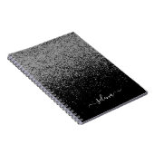 Black Silver Glitter Girly Monogram Notitieboek (Rechterzijde)