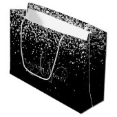 Black Silver Glitter Glam Monogram Naam Groot Cadeauzakje (Voorkant Gekanteld)
