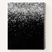 Black Silver Glitter Glam Monogram Naam Notitieboek (Achterkant)
