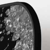 Black Silver Glitter Grey Modern Monogram Pickleball Paddle (Links Detail)