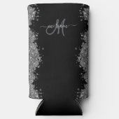 Black Silver Glitter Grey Modern Monogram Seltzer Blikjeskoeler (Voorkant)