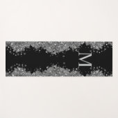 Black Silver Glitter Grey Modern Monogram Yogamat (Voorkant (horizontaal))