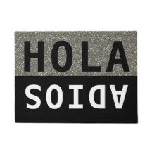 Black & Silver Glitter Hola Adios Spain Welkom