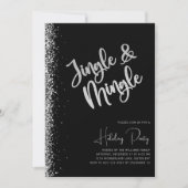 Black Silver Glitter Jingle Mingle Holiday Kaart (Voorkant)