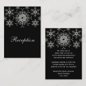 Black Silver Glitter LOOK Snowflake Enclosure Kaar Informatiekaartje (Voorkant / Achterkant)