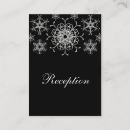 Black Silver Glitter LOOK Snowflake Enclosure Kaar Informatiekaartje