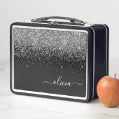 Black Silver Glitter Metal Girly Monogram Naam (In situ)