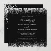 Black Silver Glitter Modern Wedding Invitation Kaart (Voorkant / Achterkant)