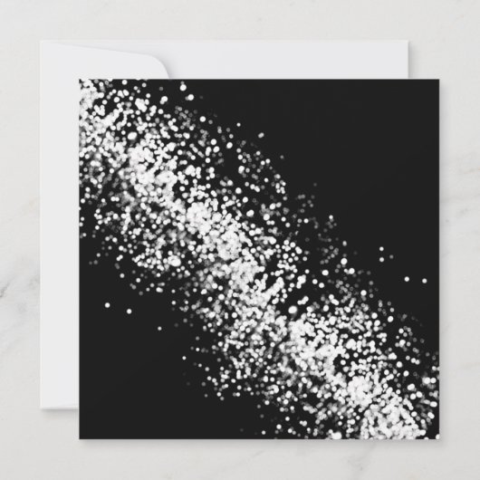Black Silver Glitter Modern Wedding Invitation Kaart (Achterkant)