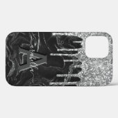Black Silver Glitter Monogram Case-Mate iPhone Case (Achterkant (horizontaal))