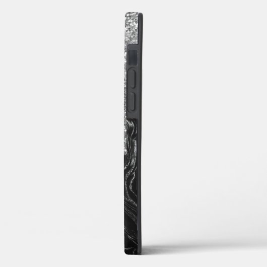Black Silver Glitter Monogram Case-Mate iPhone Case (Achterkant / Links)