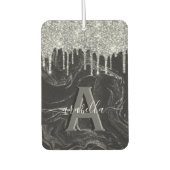 Black Silver Glitter Monogram Luchtverfrisser (Voorkant)