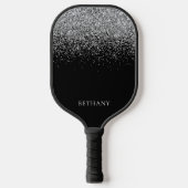 Black Silver Glitter Pickleball Paddle (Voorkant)