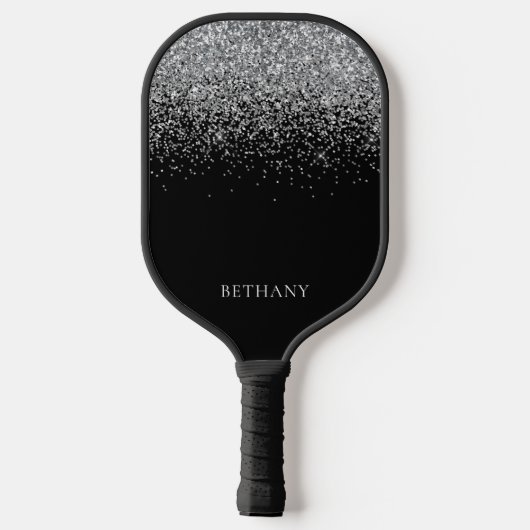 Black Silver Glitter Pickleball Paddle (Achterkant)