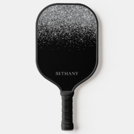 Black Silver Glitter Pickleball Paddle