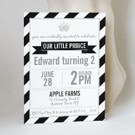 Black Silver Glitter Prince Birthday Uitnodiging