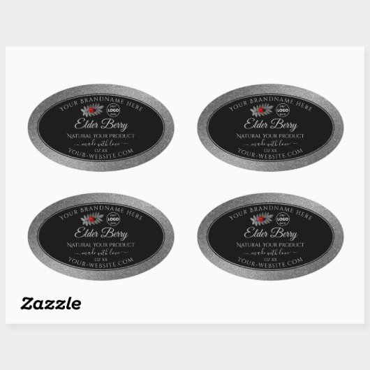 Black Silver Glitter Product Labels Ladybug Logo (Vel)
